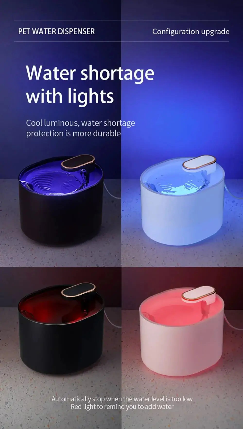 Cat water fountain automatic 3L Dispenser with LED