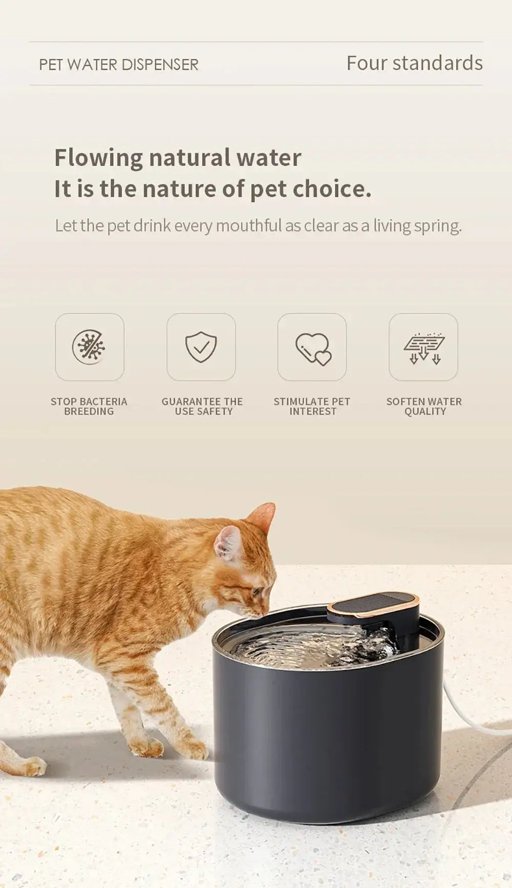 Cat water fountain automatic 3L Dispenser with LED
