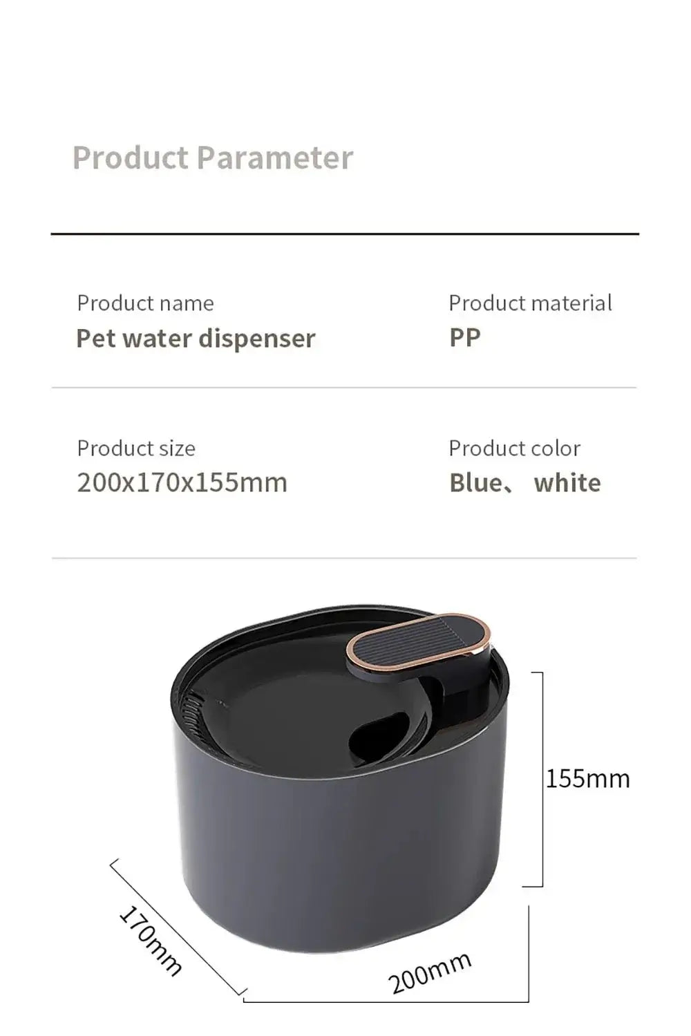 Cat water fountain automatic 3L Dispenser with LED