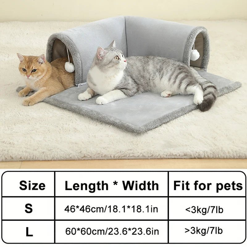 Cozy Cat Bed with Tunnel - Indoor Cats Multifunctional Activities