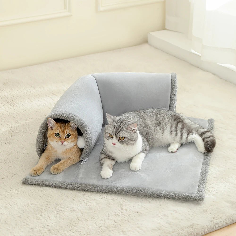 Cozy Cat Bed with Tunnel - Indoor Cats Multifunctional Activities
