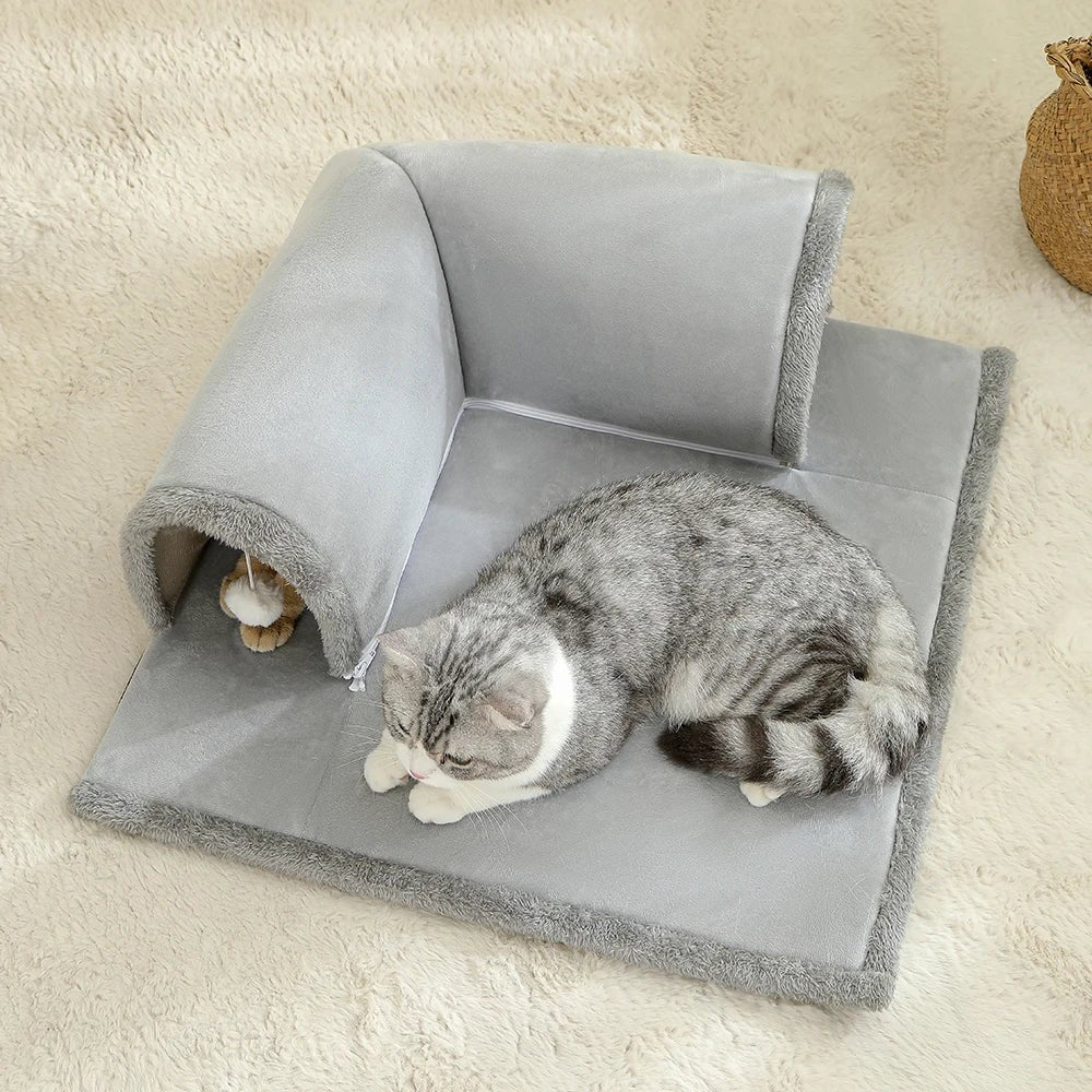 Cozy Cat Bed with Tunnel - Indoor Cats Multifunctional Activities