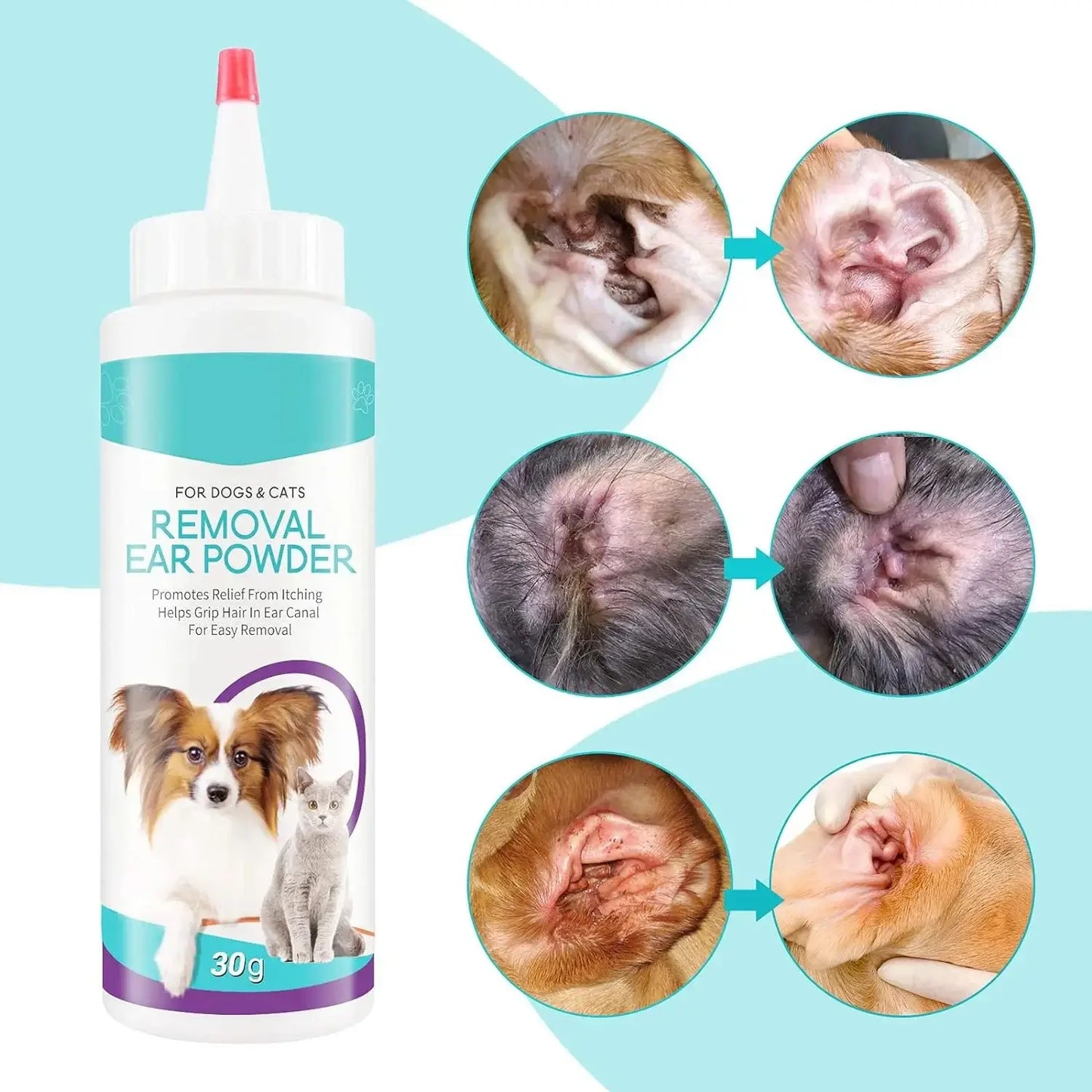 Dog Ear Care Powder: Pet Ear Cleaner for Gentle Ear Cleaning