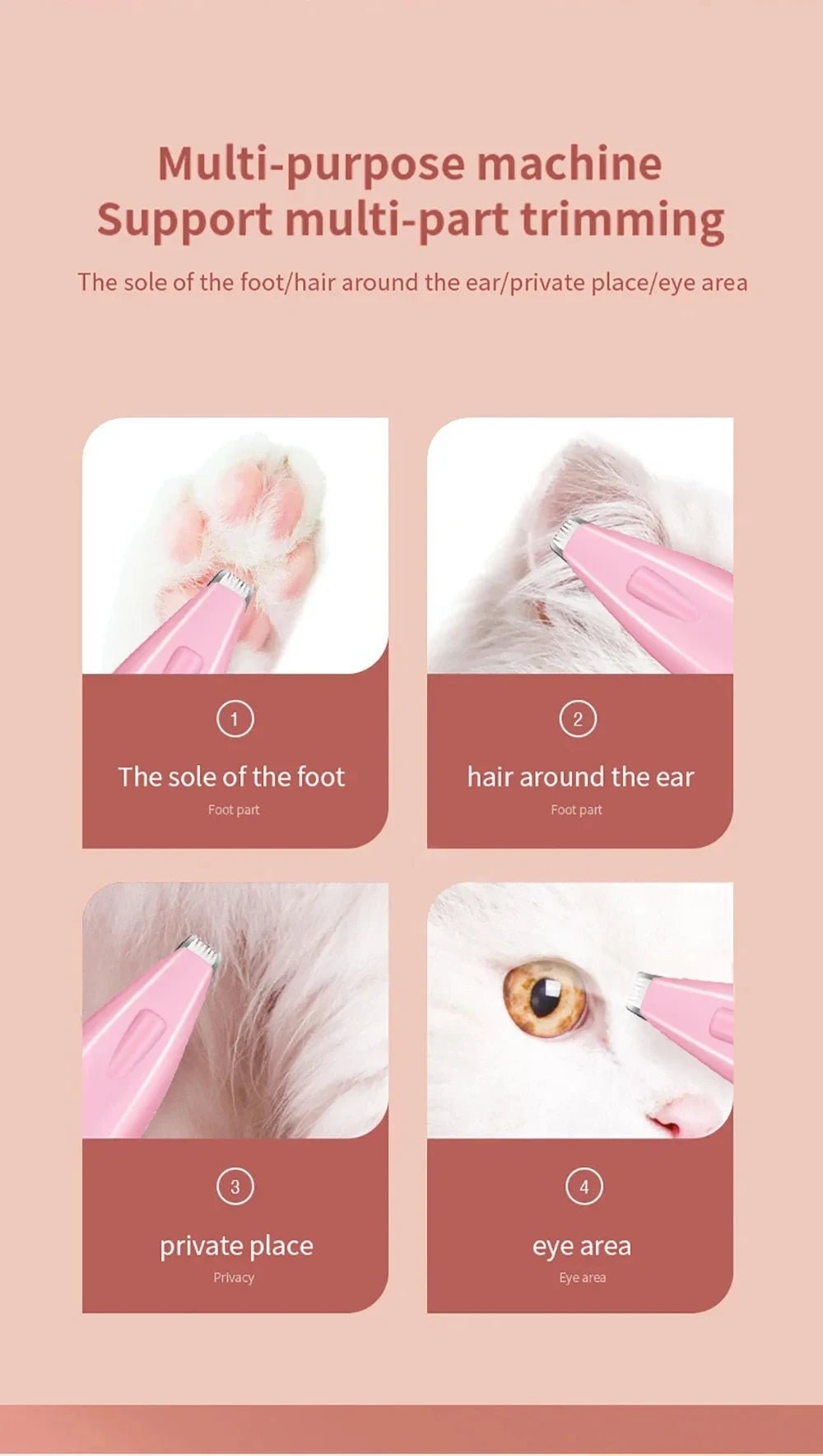 Electric Pet Hair Trimmer – Professional Dog & Cat Grooming Clipper for Paws, Ears & Tail