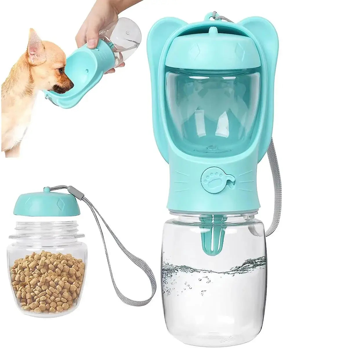 Pet Water Bottle Dispenser with Detachable Food Container