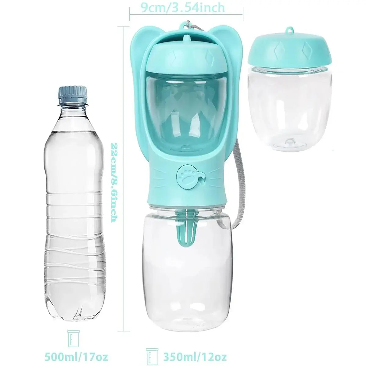 Pet Water Bottle Dispenser with Detachable Food Container