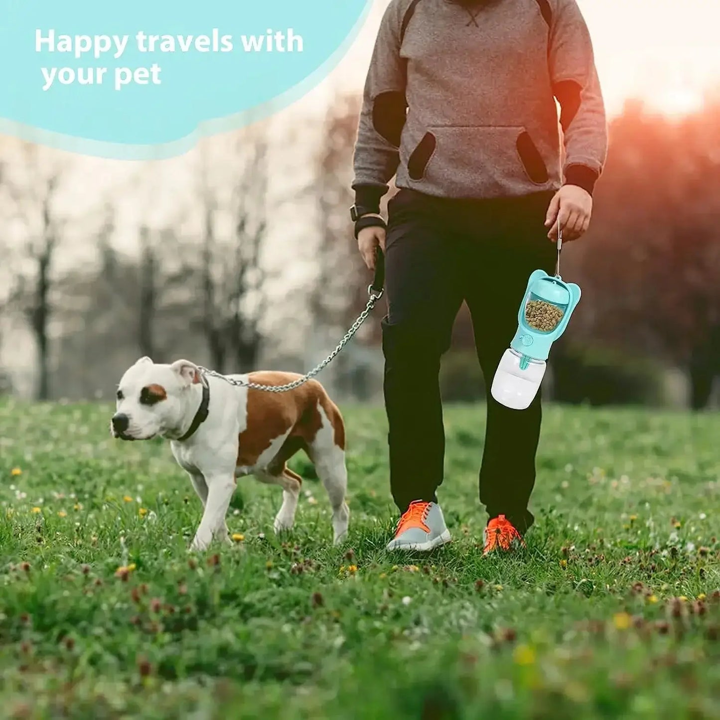 Pet Water Bottle Dispenser with Detachable Food Container
