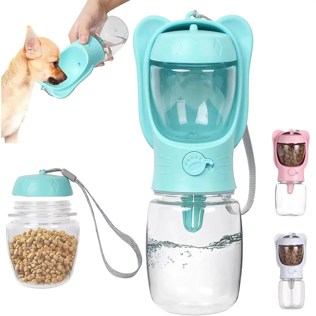 Pet Water Bottle Dispenser with Detachable Food Container