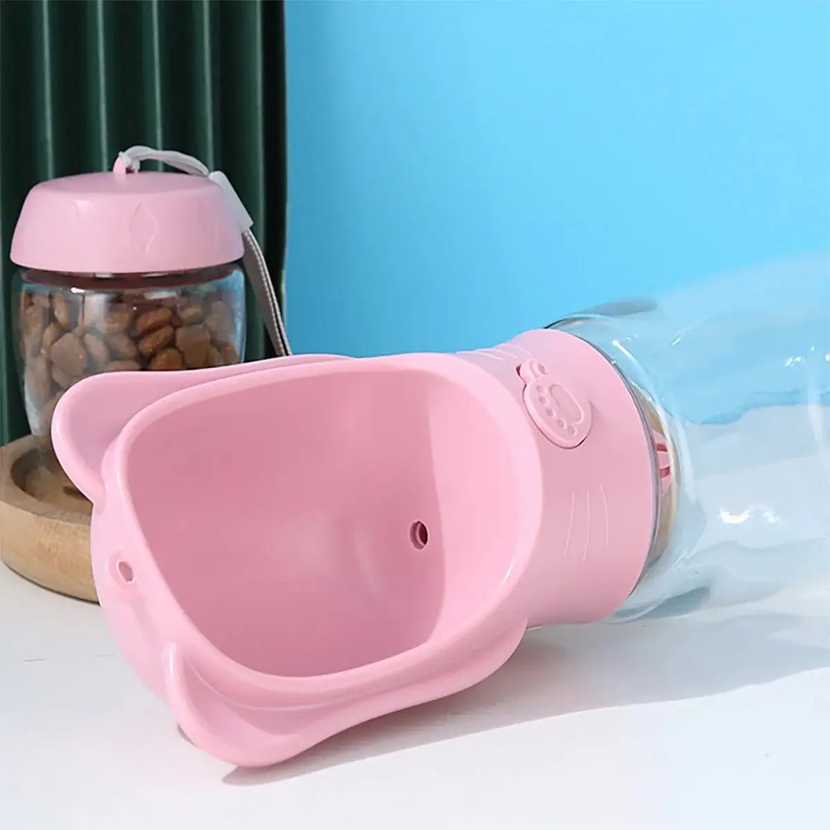 Pet Water Bottle Dispenser with Detachable Food Container
