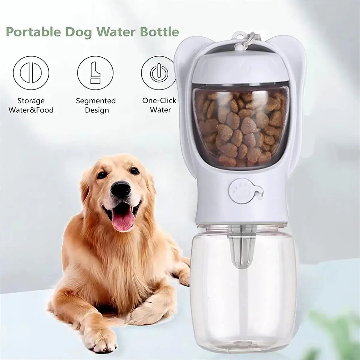 Pet Water Bottle Dispenser with Detachable Food Container