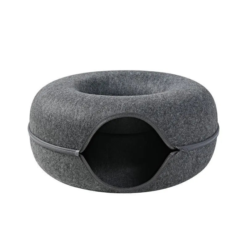 Interactive Donut Cat Bed & Tunnel: Kitten Sports Equipment & Toys Combo