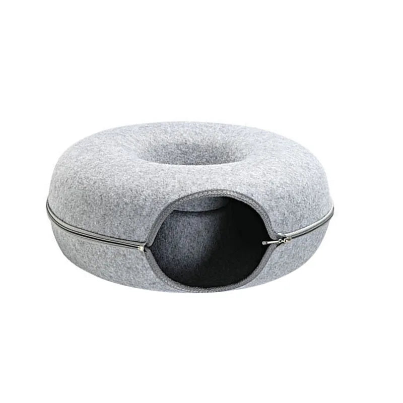 Interactive Donut Cat Bed & Tunnel: Kitten Sports Equipment & Toys Combo