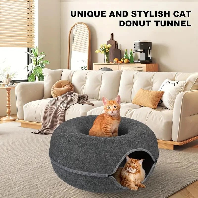 Interactive Donut Cat Bed & Tunnel: Kitten Sports Equipment & Toys Combo