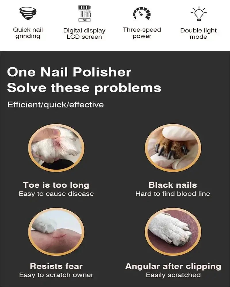 Electric Pet Nail Grinder LED Light Clippers