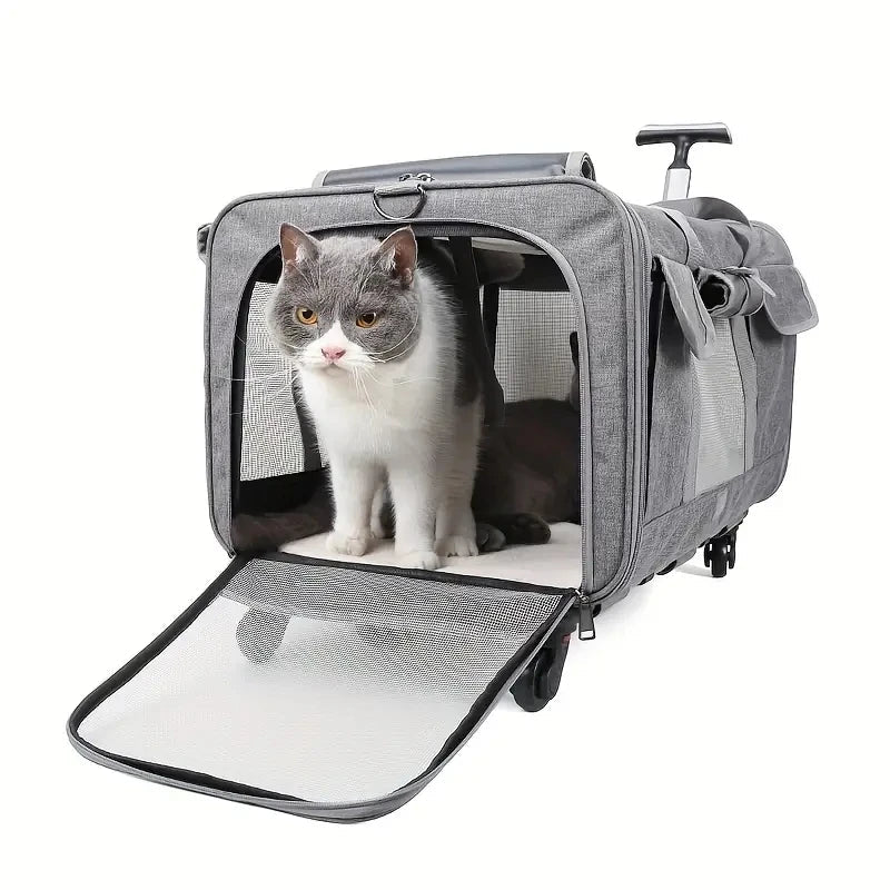 Extra-Large Pet Trolley Carrier – Foldable & Detachable Travel Bag for Dogs & Cats