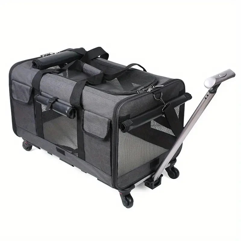 Extra-Large Pet Trolley Carrier – Foldable & Detachable Travel Bag for Dogs & Cats