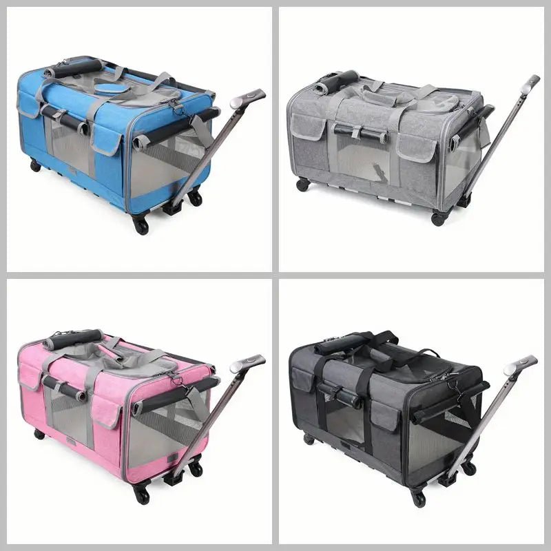 Extra-Large Pet Trolley Carrier – Foldable & Detachable Travel Bag for Dogs & Cats