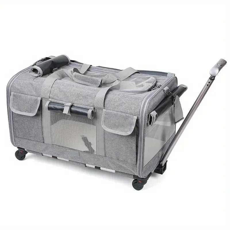 Extra-Large Pet Trolley Carrier – Foldable & Detachable Travel Bag for Dogs & Cats