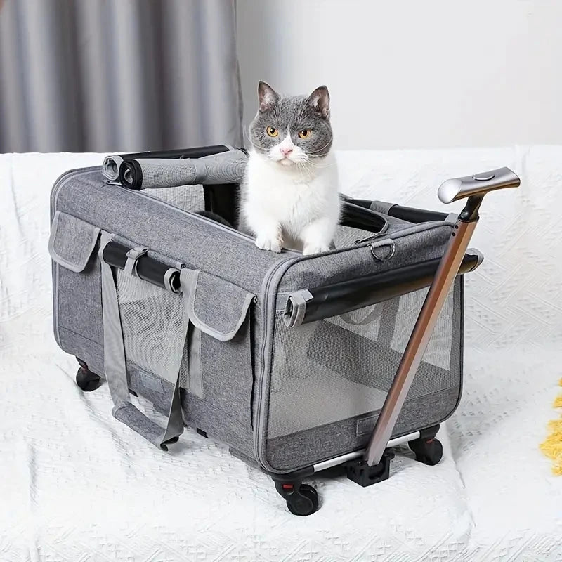Extra-Large Pet Trolley Carrier – Foldable & Detachable Travel Bag for Dogs & Cats