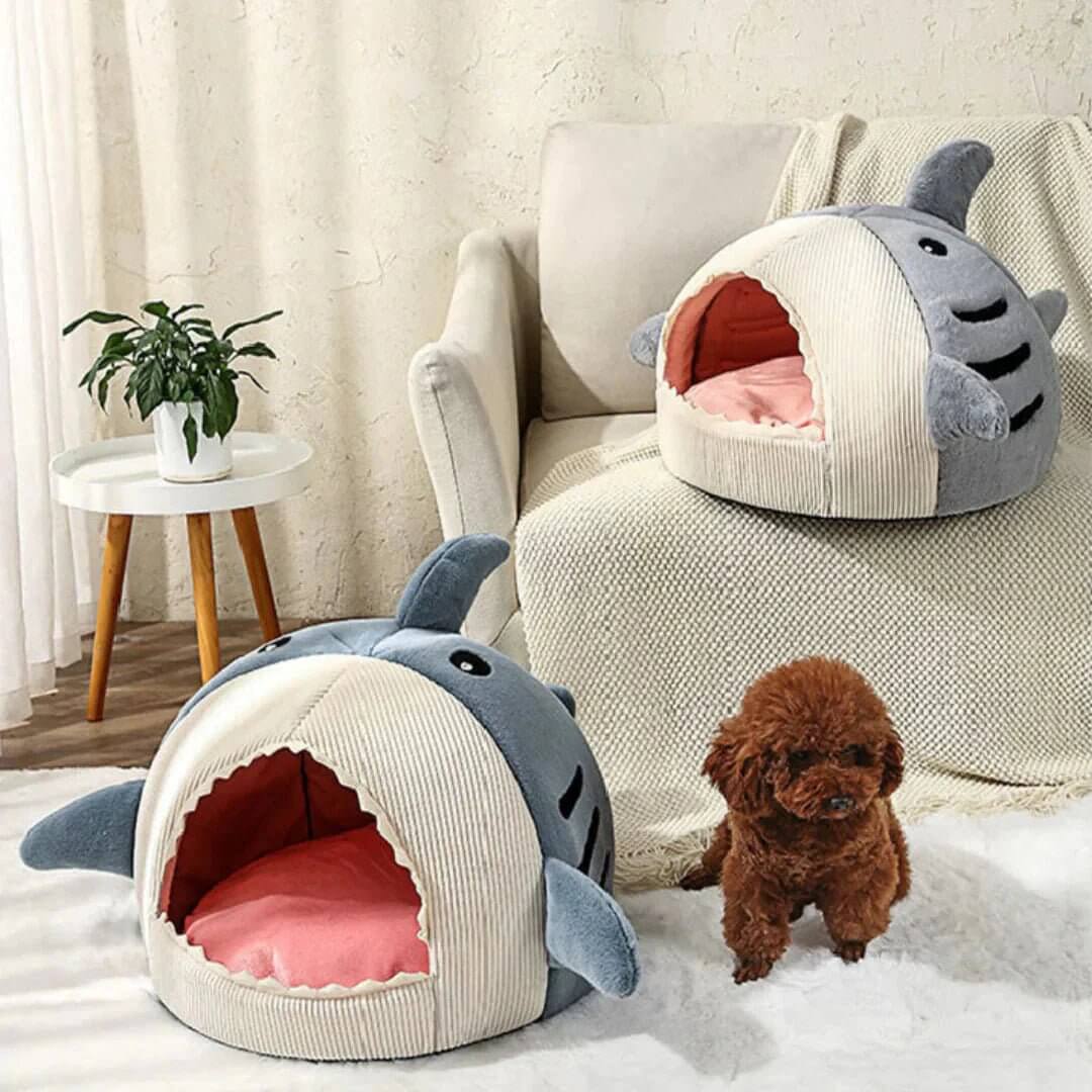 Luxury Warm pet Beds Cartoon Shark Pet Cave Beds Sweet Kittens