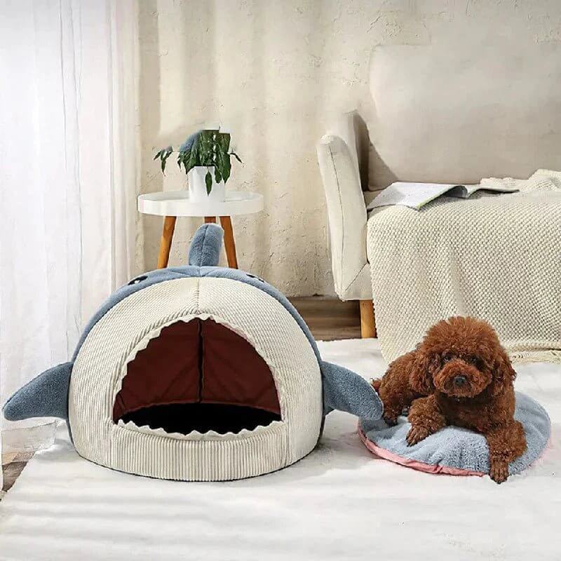Luxury Warm pet Beds Cartoon Shark Pet Cave Beds Sweet Kittens