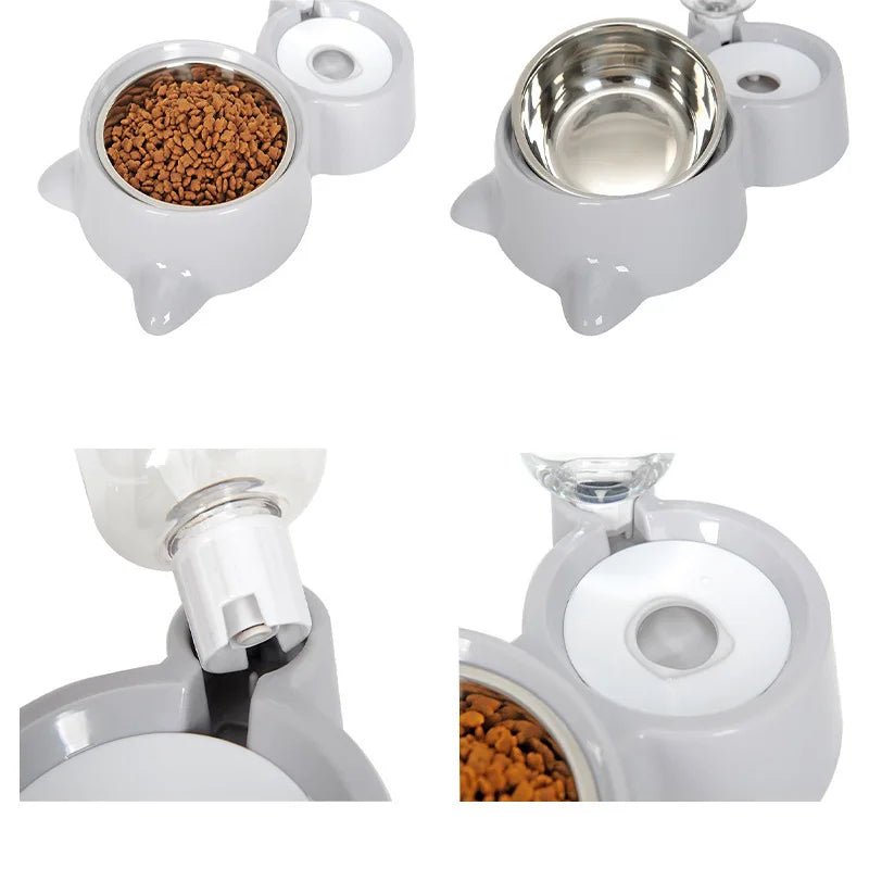 Automatic 2-in-1 Pet Food & Water Dispenser for Cats - Dog Bowl Waterer & Feeder