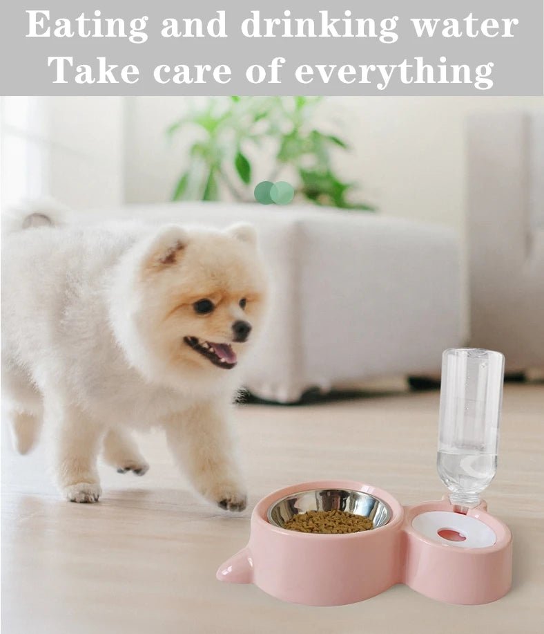 Automatic 2-in-1 Pet Food & Water Dispenser for Cats - Dog Bowl Waterer & Feeder