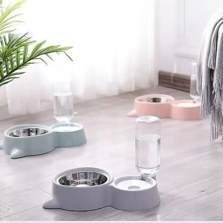 Automatic 2-in-1 Pet Food & Water Dispenser for Cats - Dog Bowl Waterer & Feeder