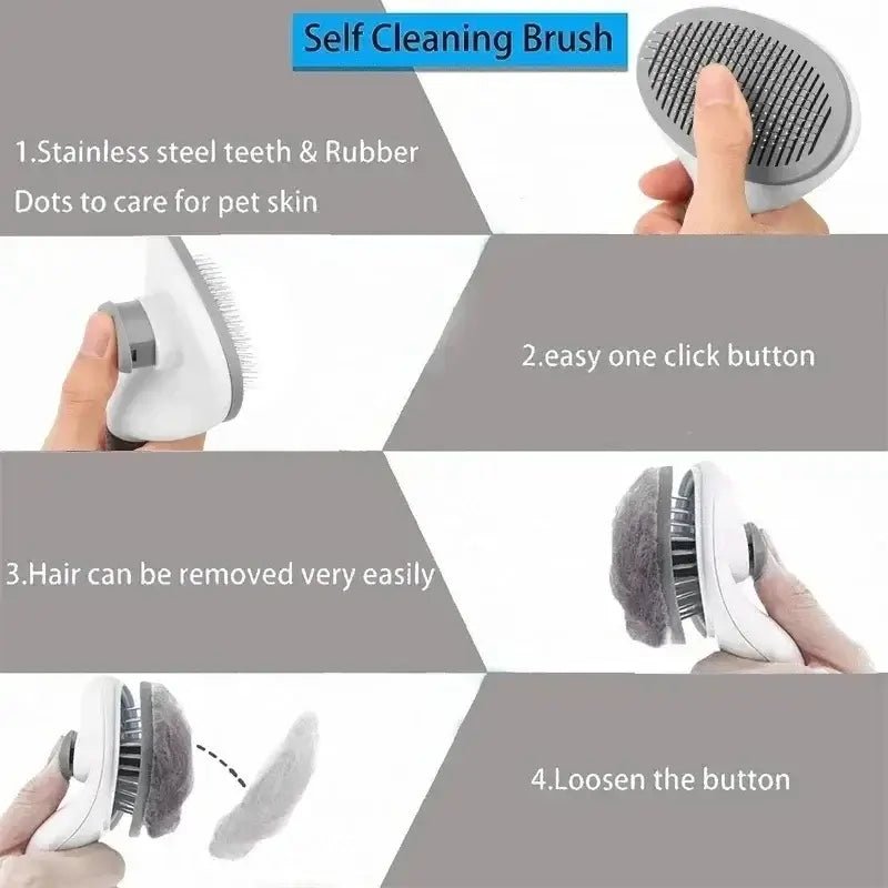 Self cleaning pet brush for Dogs & Cats
