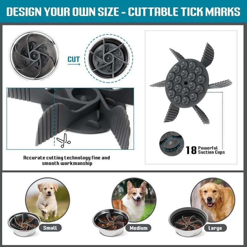 Slow Feeder Pet Bowl – Anti-Choking Design with Suction Base for Dogs & Cats