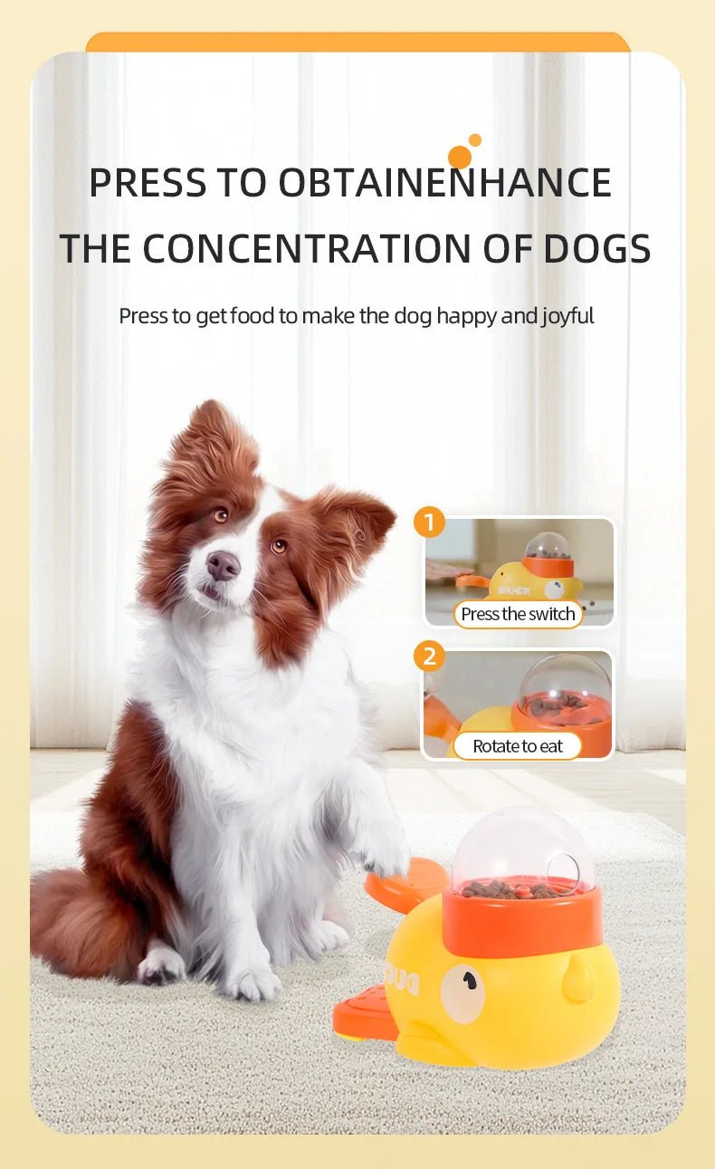 Cartoon Duck Pet Snack Feeder – Automatic Dog & Cat Treat Dispenser for Training