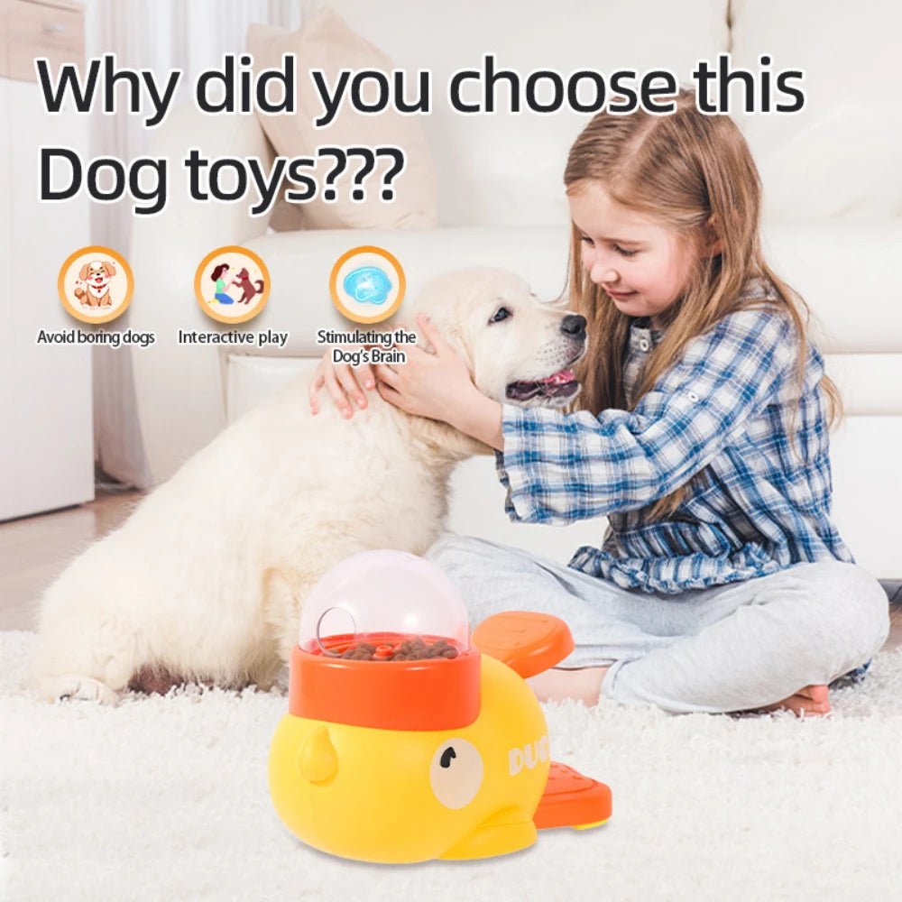 Cartoon Duck Pet Snack Feeder – Automatic Dog & Cat Treat Dispenser for Training