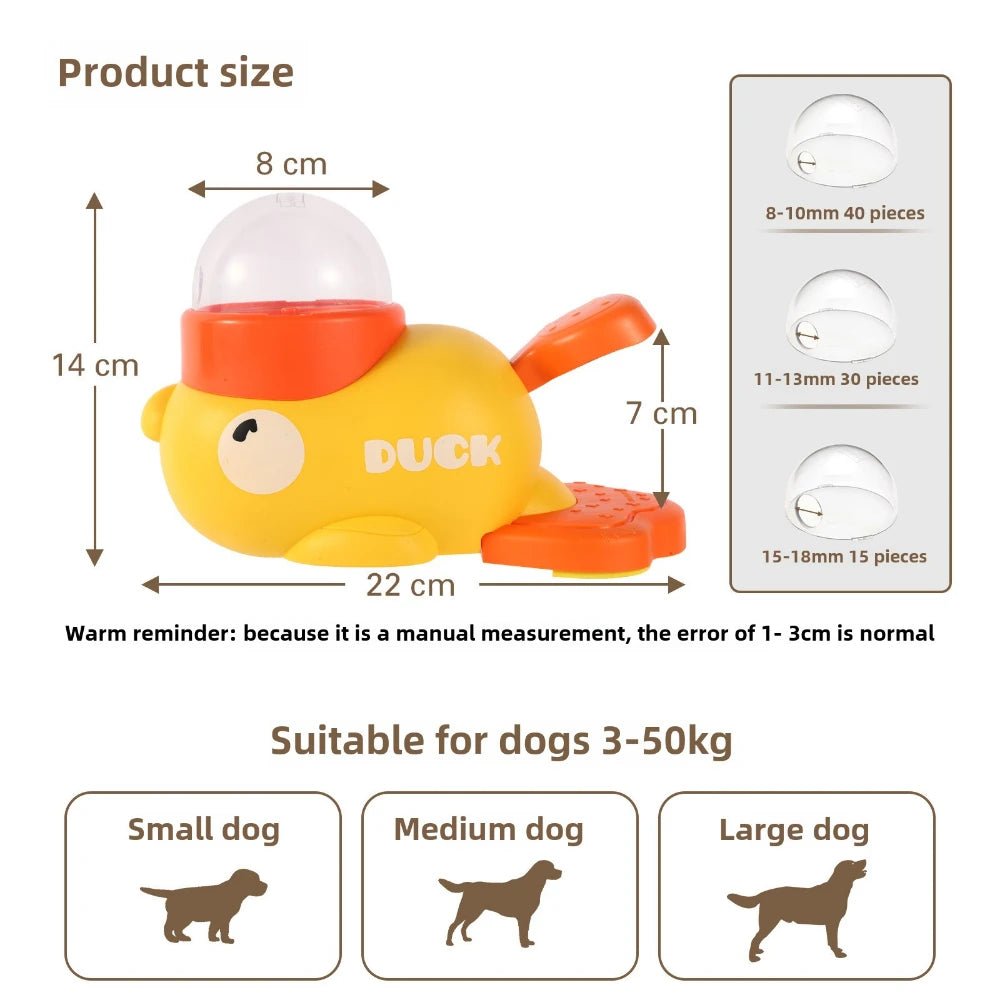 Cartoon Duck Pet Snack Feeder – Automatic Dog & Cat Treat Dispenser for Training