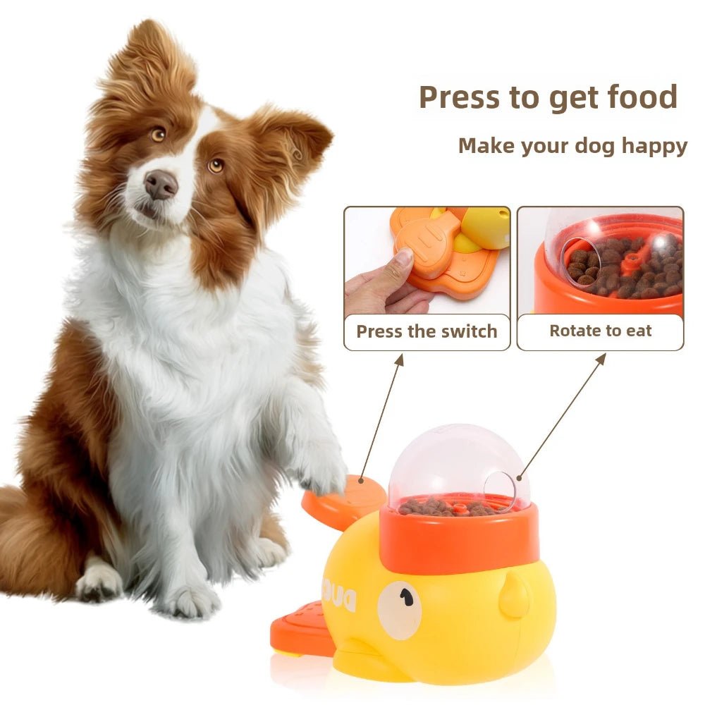 Cartoon Duck Pet Snack Feeder – Automatic Dog & Cat Treat Dispenser for Training