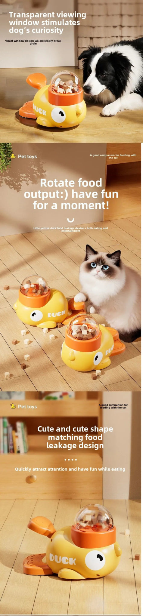 Cartoon Duck Pet Snack Feeder – Automatic Dog & Cat Treat Dispenser for Training