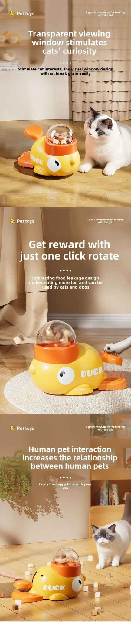 Cartoon Duck Pet Snack Feeder – Automatic Dog & Cat Treat Dispenser for Training