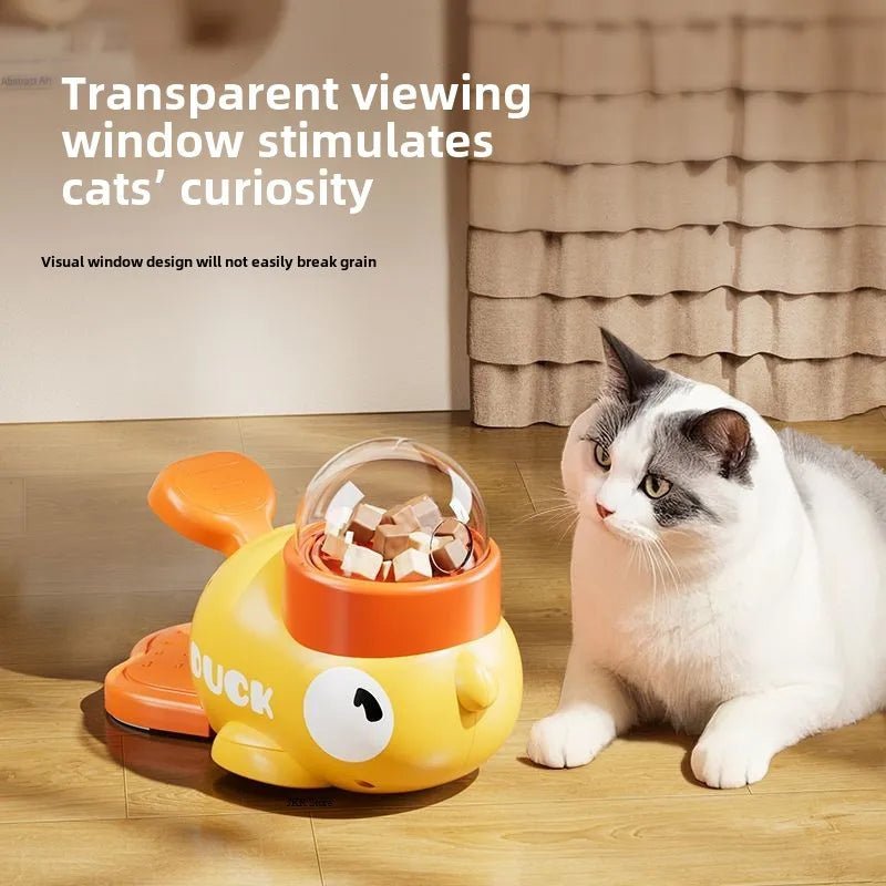 Cartoon Duck Pet Snack Feeder – Automatic Dog & Cat Treat Dispenser for Training