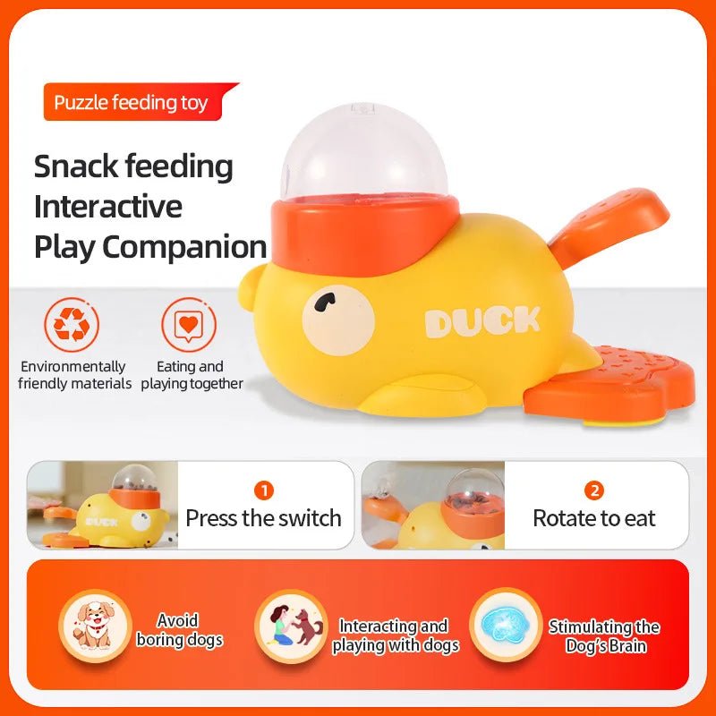 Cartoon Duck Pet Snack Feeder – Automatic Dog & Cat Treat Dispenser for Training