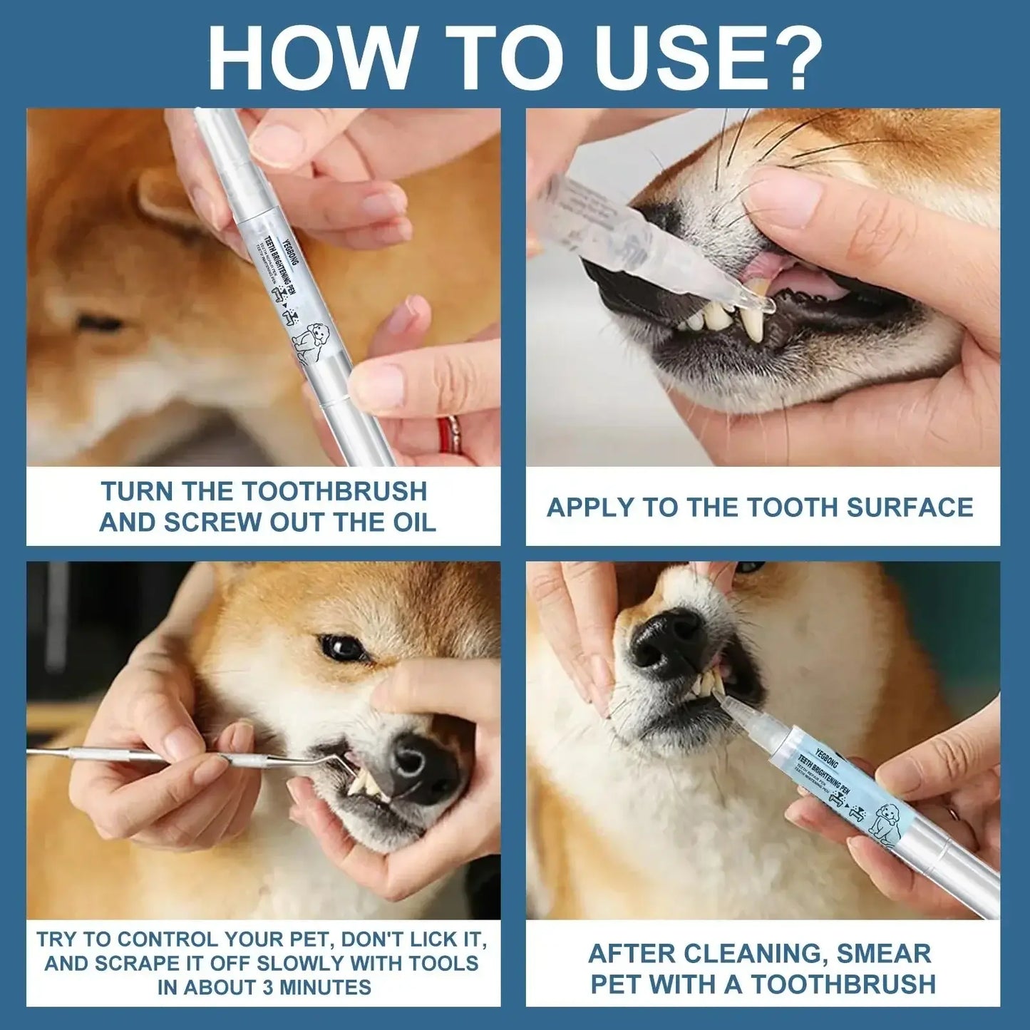 Pets Teeth Cleaning Kit – Toothbrush, Tartar Remover