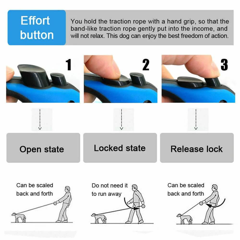 Strong Dog Leash 3m 5m Pet Leash Hiking Outdoor Automatic