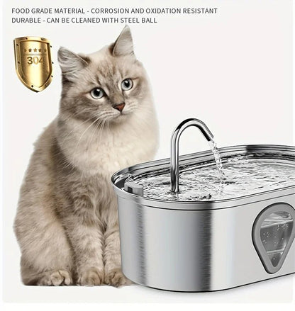 3.5L large capacity pet water dispenser automatic stainless steel cat water fountain