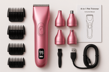 4 IN 1 Electric Pet Trimmer, Rechargeable Pet Clippers for Dogs Grooming Kit with Foot Hair Cutting Machine Pet Grooming Kit