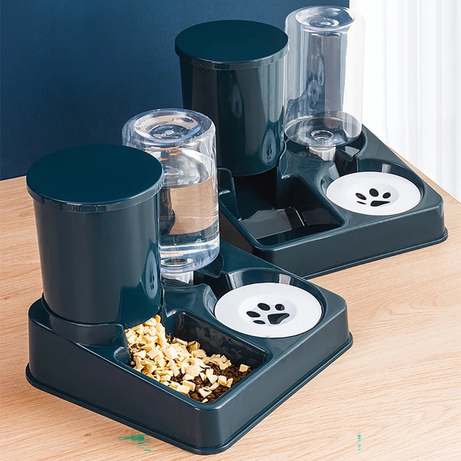 2-in-1 Automatic Cat Feeder & Water Dispenser Set - Gravity Pet Food & Waterer
