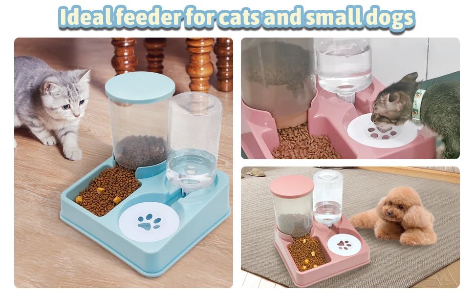 2-in-1 Automatic Cat Feeder & Water Dispenser Set - Gravity Pet Food & Waterer