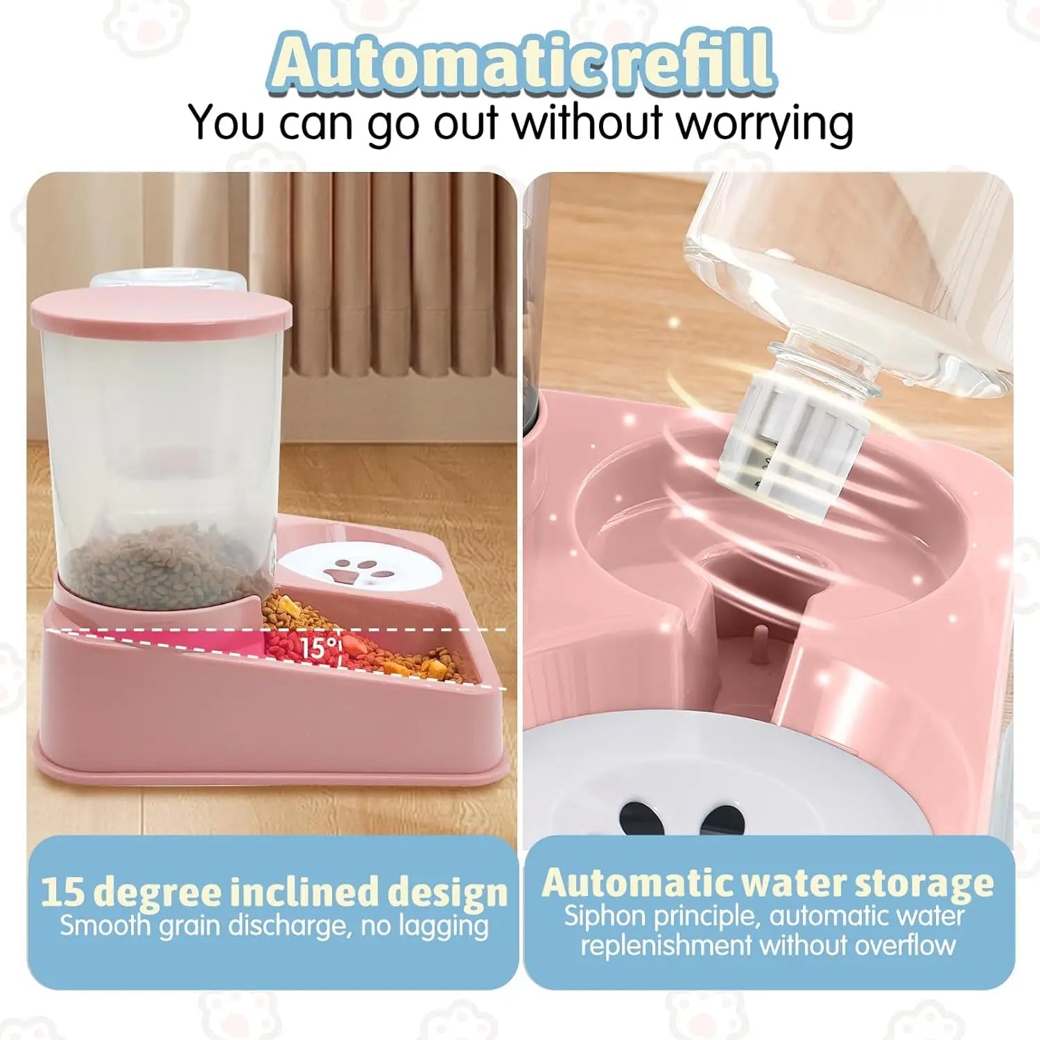 2-in-1 Automatic Cat Feeder & Water Dispenser Set - Gravity Pet Food & Waterer