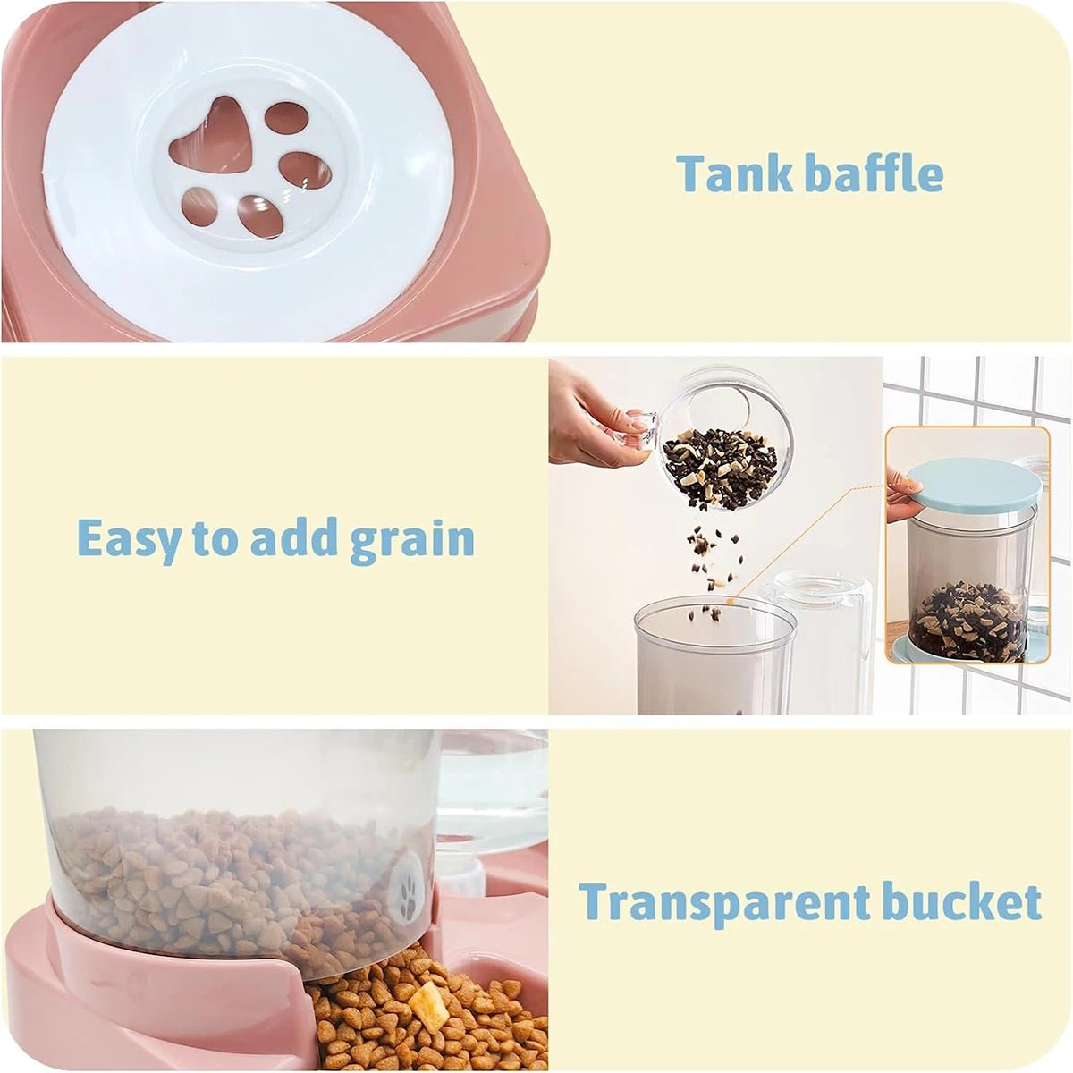 2-in-1 Automatic Cat Feeder & Water Dispenser Set - Gravity Pet Food & Waterer