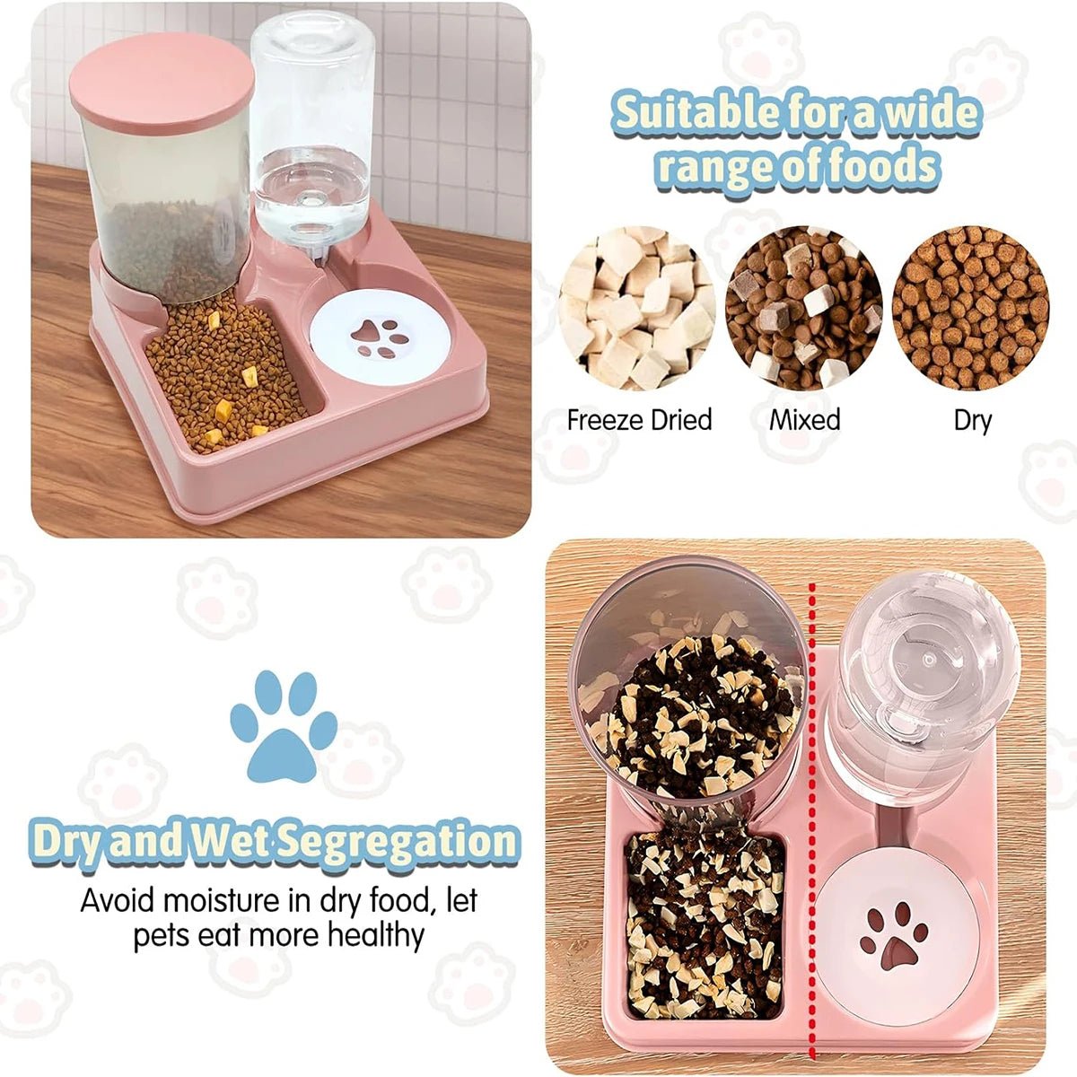 2-in-1 Automatic Cat Feeder & Water Dispenser Set - Gravity Pet Food & Waterer