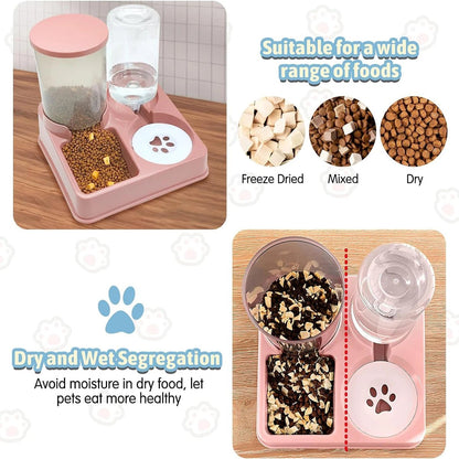 2-in-1 Automatic Cat Feeder & Water Dispenser Set - Gravity Pet Food & Waterer