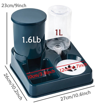 2-in-1 Automatic Cat Feeder & Water Dispenser Set - Gravity Pet Food & Waterer