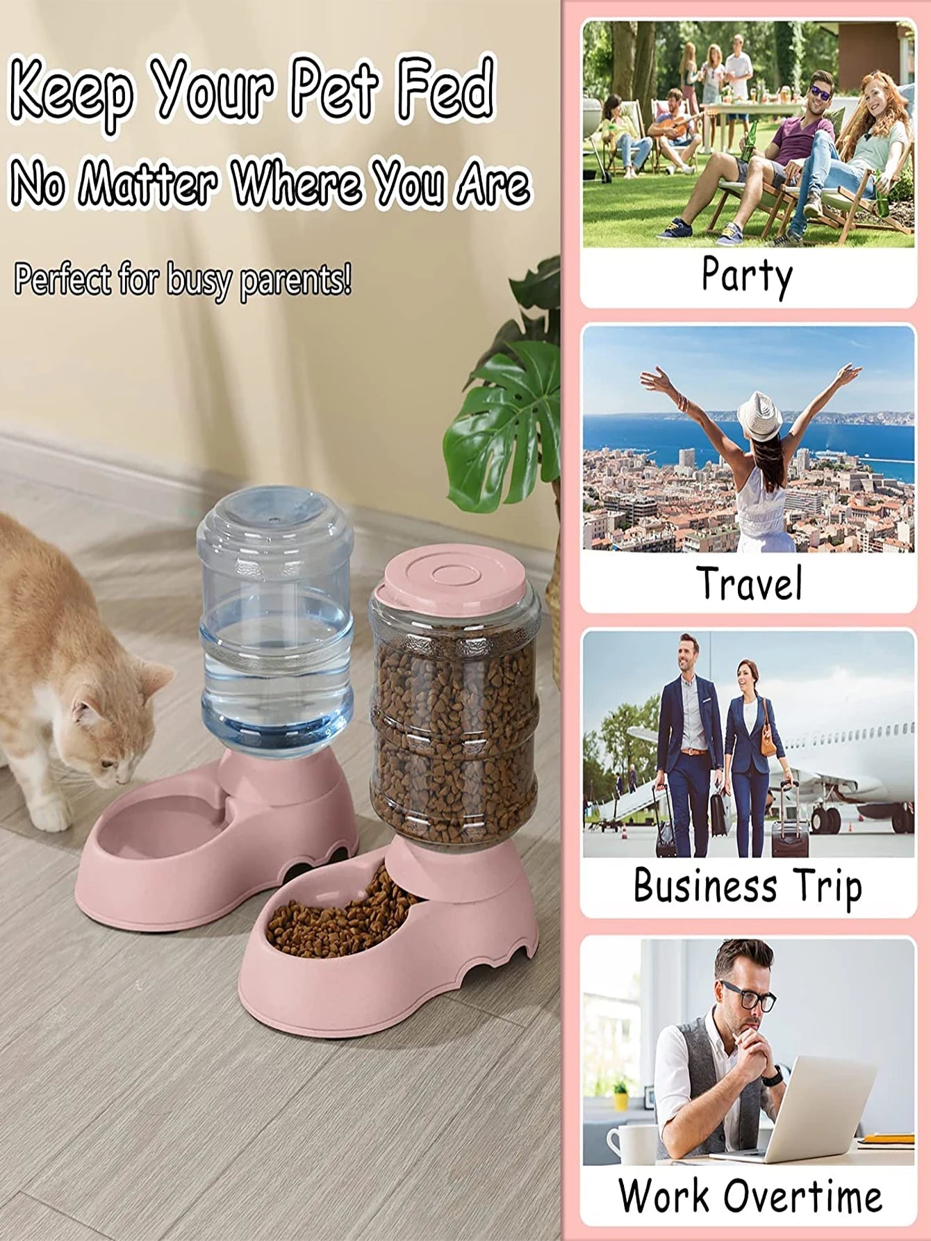 Automatic Pet Water & Food Dispenser – Large Capacity Dog & Cat Feeder Bowl